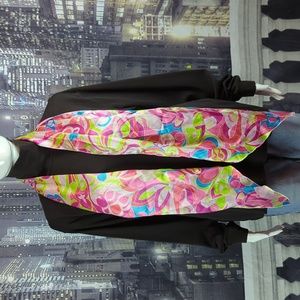 Beehive Satin Floral Colorful Scarf 70" Multi Use Head Waist Neck